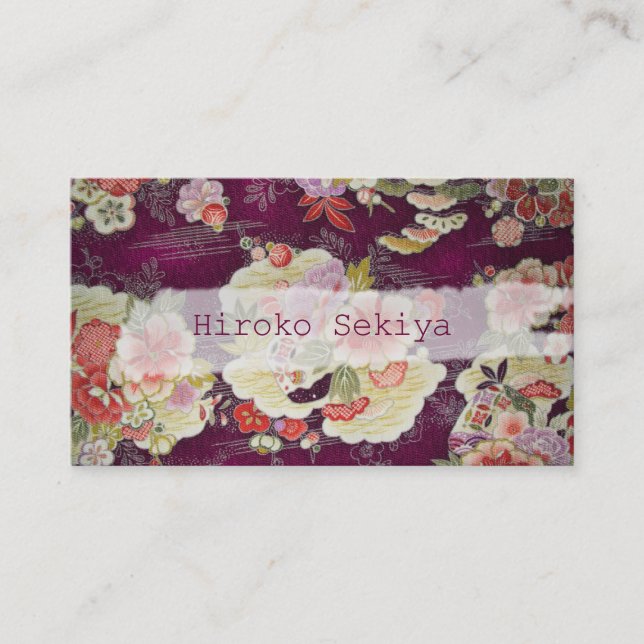 PixDezines kimono/faux chirimen/orleanders Business Card (Front)