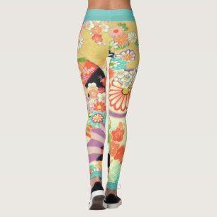 PixDezines Kimono/Peonies/Cherry Blossoms Leggings