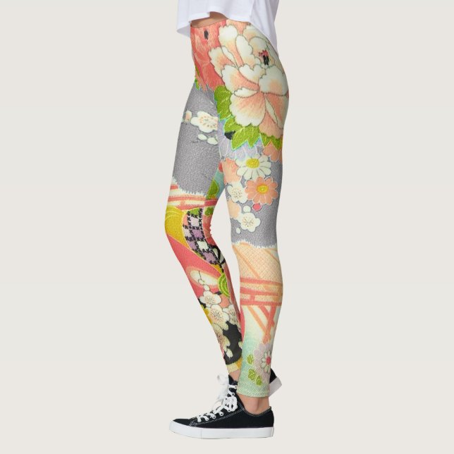 PixDezines Kimono/Peonies/Cherry Blossoms Leggings (Left)