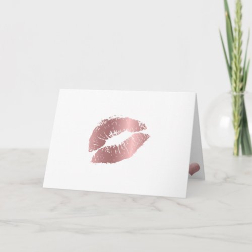 PixDezines Kiss Kiss Faux Rose Gold Lips Holiday Card