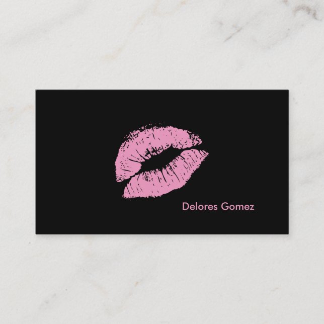 PixDezines kiss powder pink lips Business Card (Front)
