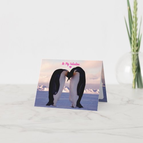 PixDezines Kissing Penguins Be My Valentine Thank You Card