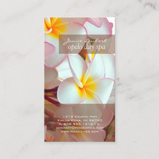 PixDezines kona pink plumeria Business Card (Front)