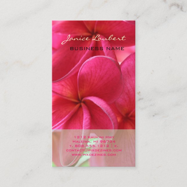 PixDezines KONA PINK PLUMERIAS Business Card (Front)