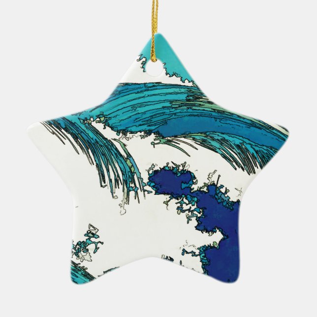 PixDezines konen uehara ocean waves, 上原 Ceramic Ornament (Front)
