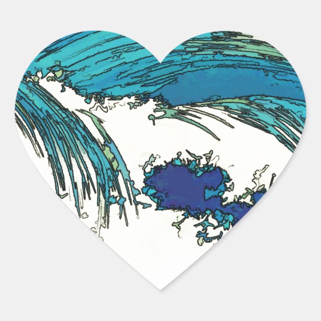 PixDezines konen uehara ocean waves, 上原 Heart Sticker (Front)