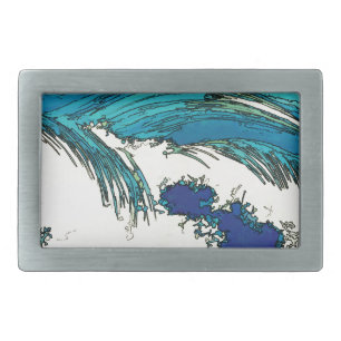 PixDezines konen uehara ocean waves, 上原 Rectangular Belt Buckle