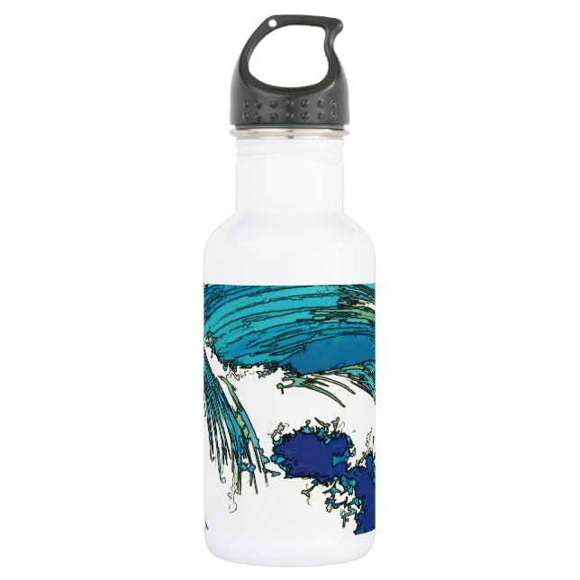 PixDezines konen uehara ocean waves, 上原 Stainless Steel Water Bottle (Front)