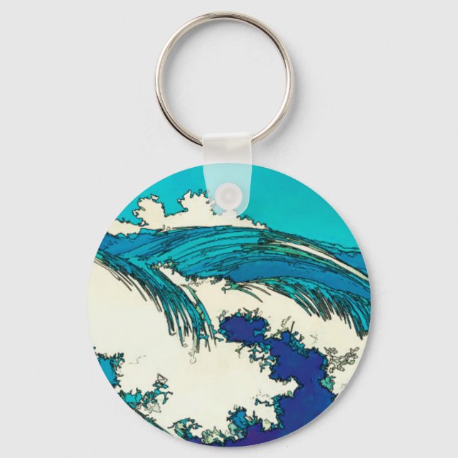 PixDezines konen uehara ocean waves Keychain (Front)
