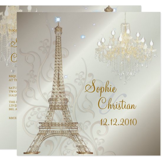 PixDezines LA TOUR EIFFEL/PARIS/CRYSTAL CHANDELIER Invitation