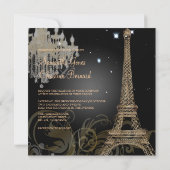 PixDezines LA TOUR EIFFEL/PARIS/CRYSTAL CHANDELIER Invitation (Back)