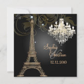 PixDezines LA TOUR EIFFEL/PARIS/CRYSTAL CHANDELIER Invitation (Front)