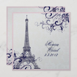 PixDezines la tour eiffel/paris/METALLIC SILVER Invitation
