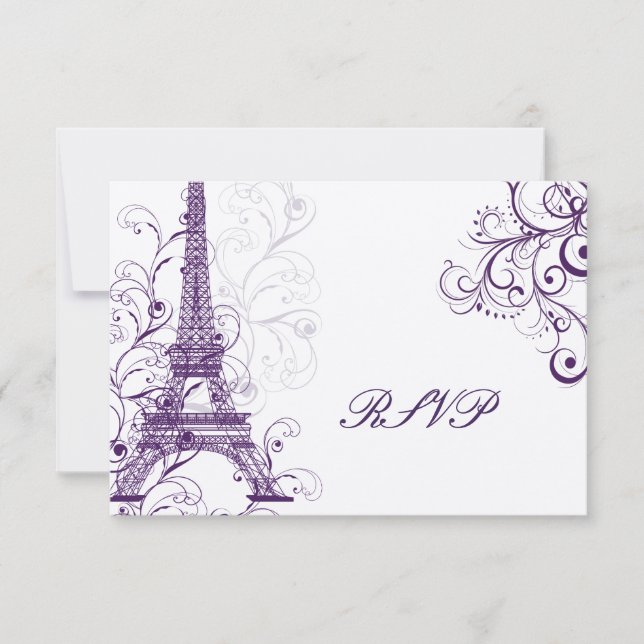 PixDezines la tour eiffel/paris RSVP Card (Front)