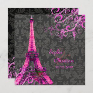 PixDezines LA TOUR EIFFEL/PINK/DIY COLOR Invitation