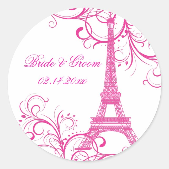 PixDezines La Tour Eiffel+Swirls/DIY background Classic Round Sticker (Front)