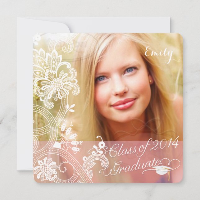 PixDezines lace/2014 Grads/diy fonts Invitation (Front)