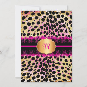 PixDezines lace+cheetah spots/pink+black Invitation