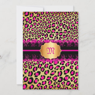 PixDezines lace+leopard spots/pink+black Invitation