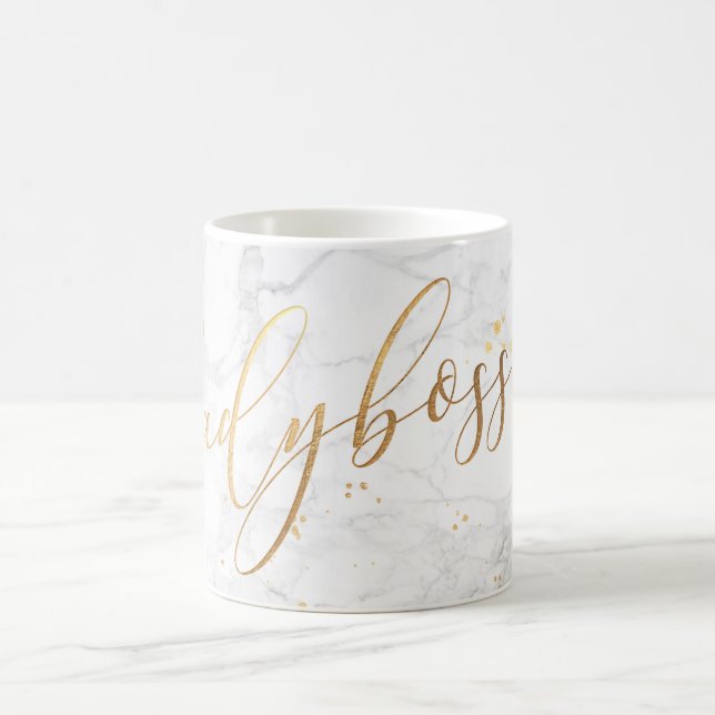 PixDezines LADYBOSS Marble+Faux Gold/Script Coffee Mug (Center)