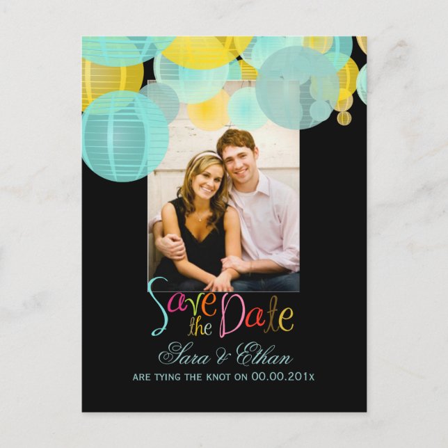 PixDezines lanterns save the date Announcement Postcard (Front)