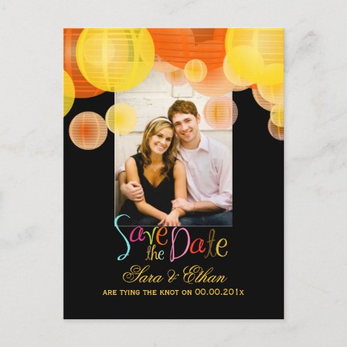 PixDezines lanterns save the date Announcement Postcard