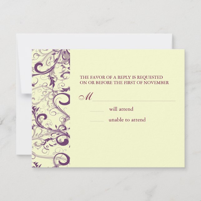PixDezines LARGE RSVP, PLUM SWIRLS/DIY background RSVP Card (Front)