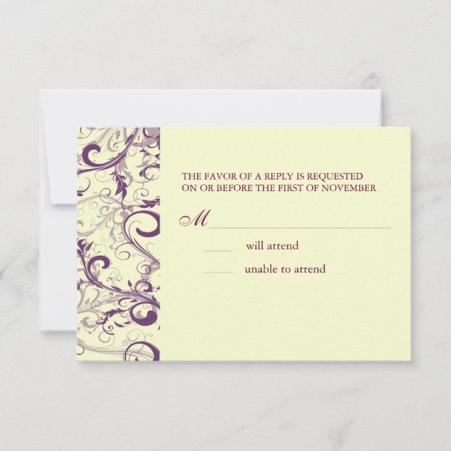 PixDezines LARGE RSVP PLUM SWIRLS+VANILLA SWIRLS Card (Front)