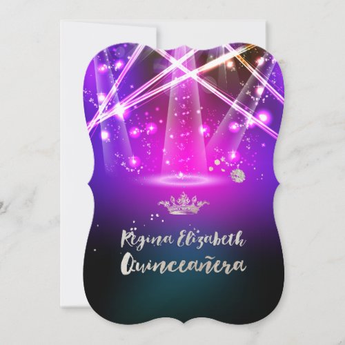 PixDezines Laser Lights QuinceaneraSweet 15 Invitation