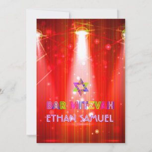 PixDezines laser /neon lights bar mitzvah Invitation
