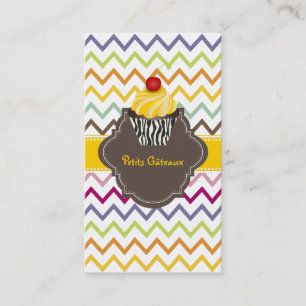 PixDezines lemon swirls cupcake+chevron Business Card