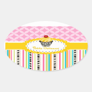 PixDezines lemon swirls cupcake/DIY color Oval Sticker