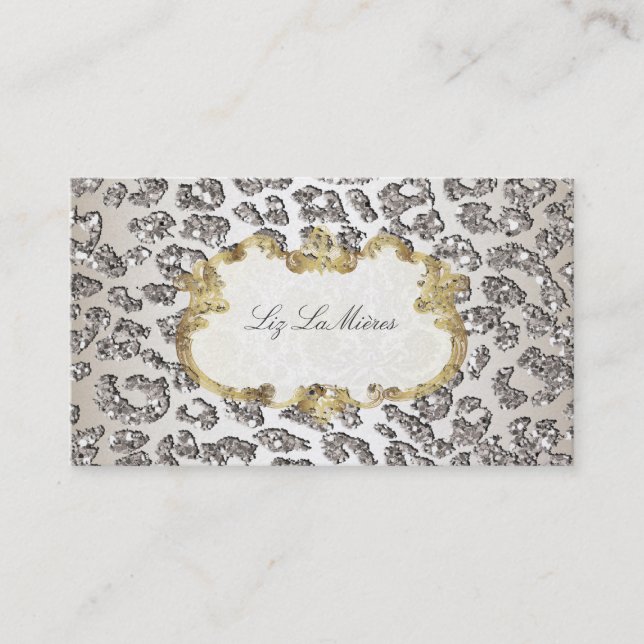 PixDezines leopard/champagne/pearl stock Business Card (Front)