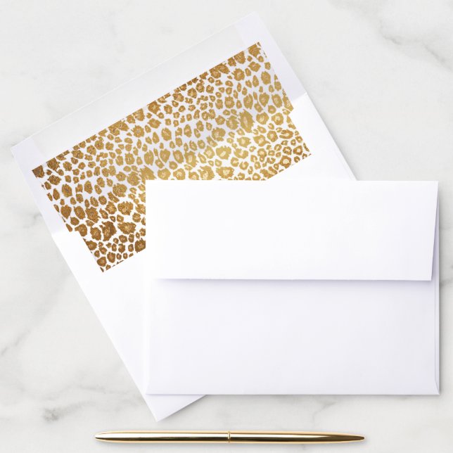 PixDezines Leopard Faux Gold Foil Envelope Liner (Desk)