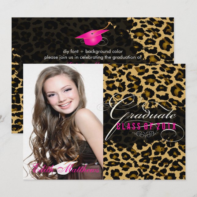 PixDezines Leopard Graduation photo Invitation (Front/Back)