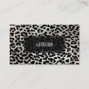 PixDezines leopard/grey/faux silver Business Card