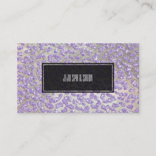PixDezines leopard/lilac/faux glitter+silver Business Card