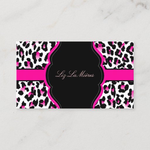 Customizable PixDezines Sassy cheetah print/hot pink+black Business Card Template
