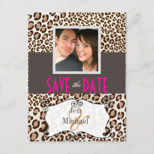 PixDezines Leopard, Save the Date Photo postcards, Announcement Postcard