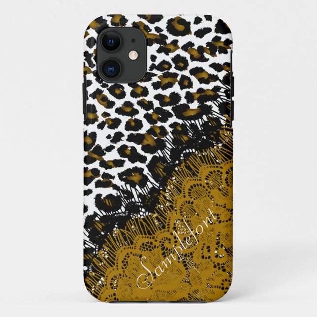 PixDezines leopard spots/faux lace Case-Mate iPhone Case (Back)