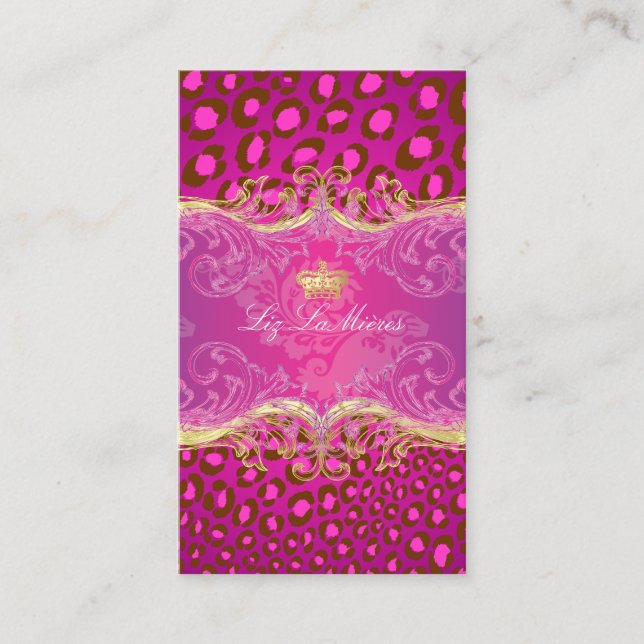 PixDezines Leopard spots, fuschia Business Card (Front)