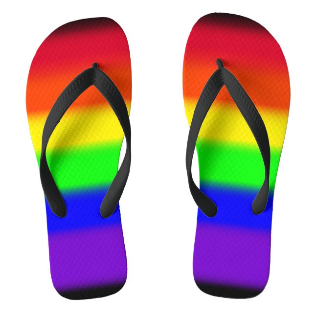 PixDezines LGBT Pride Rainbow Neon Colors Flip Flops (Footbed)