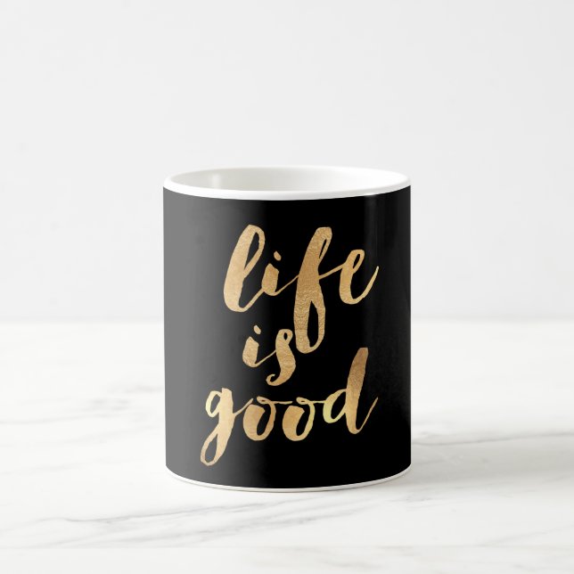PixDezines Life is Good/Faux Gold/DIY background Coffee Mug (Center)