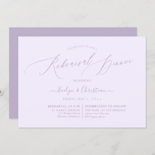 PixDezines Lilac Purpl Minimalist Rehearsal Dinner Invitation