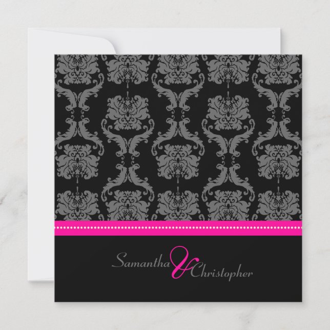 PixDezines Liliana Damask, customizable background Invitation (Front)
