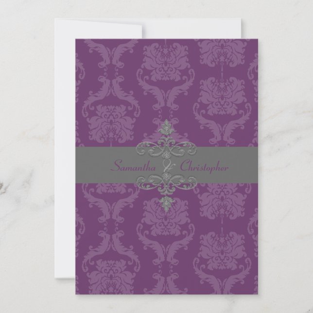PixDezines Liliana Damask, customizable background Invitation (Front)