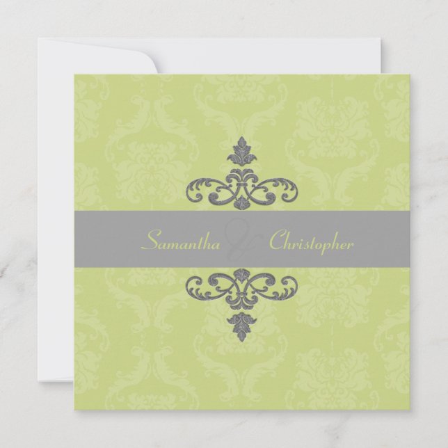 PixDezines Liliana Damask, DIY colors Invitation (Front)