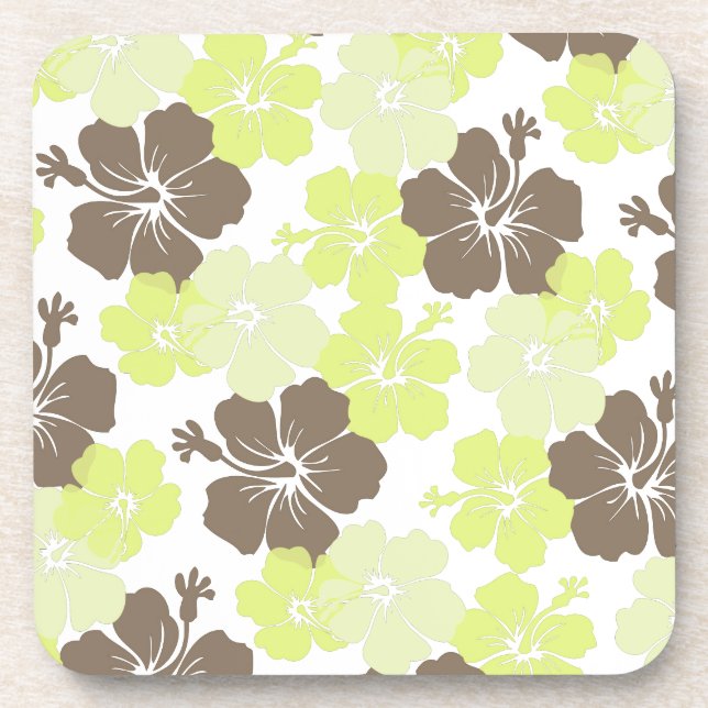 PixDezines lime hibiscus/diy background Drink Coaster (Front)