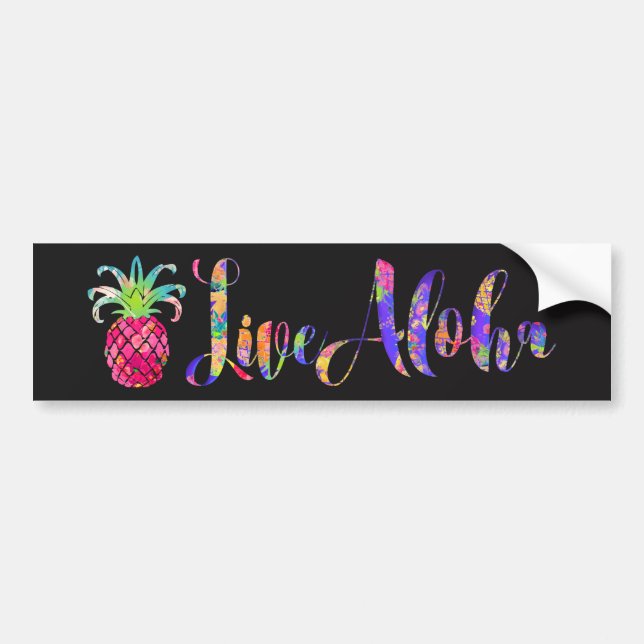 PixDezines Live Aloha Pineapple Bumper Sticker (Front)