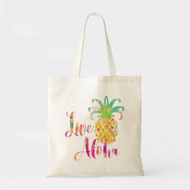 PixDezines Live Aloha Pineapple Tote Bag (Front)